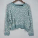 John + Jenn Mystic Blue Leopard Print Crew Neck Sweater Size S Photo 1