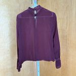 Maven West Maven‎ West Maroon Blouse Cupro USA XS cut out mock neck Long sleeve Boho Photo 6