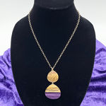 New Directions Gold Disc Drop Necklace Statement Minimalist Fashion Geometric Purple Photo 0