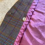 Vintage RARE Find Giorgio Sant’Angelo Tweed Plaid Pure Wool Blazer 12 *Flaw Purple Photo 12