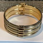 Adina Eden Solid Double Row Indented Bangle Bracelet, Gold Photo 2