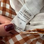 Saylor Laken Gingham Checkered Ruffled Jumpsuit Apricot Tan Sz XS Photo 6