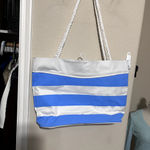 St. Augustine Florida Blue White Striped Beach Bag tote Large Canvas zipper Photo 3