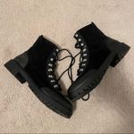Lucky Brand  Iliana Black Suede Wool Lace Up Hiker Combat Boots Photo 2