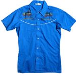 Montgomery ward VTG pearl snap button ranchwear dress shirt 16 Blue Photo 0