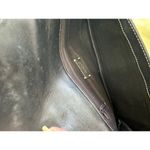 DKNY Genuine Black Leather Silver Tone Oval Metal Accent Sleek Clutch Bag Photo 4