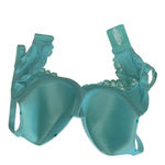 No Boundaries  lined Teal Polka Dot Bra with Lace Photo 1