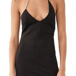 AREA Asymmetrical‎ Crystal Halter Mini Dress Black Size 2 NWT Photo 0