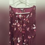 Maternity Floral Burgundy Blouse Purple Size M Photo 1