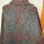 Free People  windowpane open front gray red cardigan oversized size‎ XS/S Photo 3