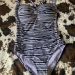 White Strip Swimsuit Multiple Size 8 Photo 0