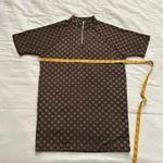 Vintage Brown tan polka knit jacquard dot quarter zip biker look top size large Photo 6