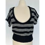 Callahan Black and White Striped Knit Top Size Medium Photo 4