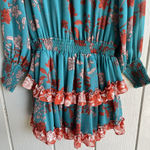 MISA Los Angeles  NWOT Camila Talitha Paisley Mini Dress Long Sleeve Blue Size S Photo 6