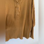 BKE  Knit Waffle Shirt Button Down Henley Long Sleeve Top Brown Size XXL Hippie Photo 4