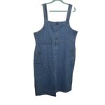 Women’s Y2K Cottagecore Denim Overall Dress Floral Embroidered Modest Pockets 1X Blue Photo 2