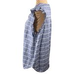Old Navy Cap Sleeve Blouse Blue White Linen Blend XL Extra Large Ruffle Photo 2