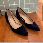 ZARA Velvet Blue Block Heel Shoes Photo 4