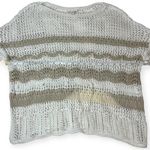BeachLunchLounge  Striped Open Knit Sweater Size M Neutral Beige White Pullover Photo 7