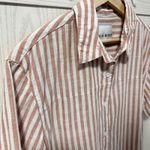 Lola River Striped Button Short Sleeve Shirt White Tan Coastal Rich Women Size S Brown Photo 7