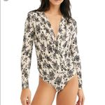 Free People  Turnt Floral Bodysuit Black Ecru Cream | M Photo 9