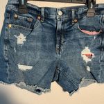 Gap Blue Jean Shorts Distressed Raw Hem Ripped SZ 28 Y2K Straight Leg Denim 5” Photo 2
