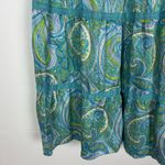 Garnet Hill  100% Silk Maxi Skirt Paisley Tiered Blue Green Size 2P Elastic Waist Photo 2