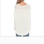 Free People ‎ White Oversized Small HenleyTop Asymmetrical High Low Hem Photo 1
