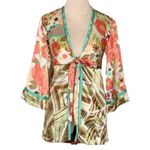 CAbi  100% Silk Kimono Wrap Top with Tie Multimedia Y2k Sz Large Photo 0