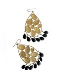 Saks 5th Avenue Gold-plated black onyx-style beads, teardrop shaped, like new, large dangling Photo 1