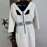 Arden B . Sheath Dress Womens White Crinkle Sheer Mesh Panel Evening Back Zip Photo 2