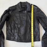 Theory Lamb Leather Biker Moto Crumpled Black Jacket Size L Photo 10