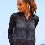 Victoria's Secret Sport All Over Mesh Bomber Jacket Black Sz S Photo 0