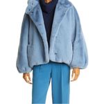 Haute Hippie  Blue Faux Fur Coat Photo 1