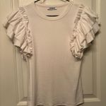 EXPRESS  White Ruffle Sleeve Top Photo 0