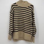 A New Day  Target Beige Black Striped Mock Neck Sweater Oversized Small Photo 0