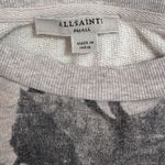 All Saints Rosen Unai Sweatshirt, light‎ grey with dark rose print, size S EUC Photo 2