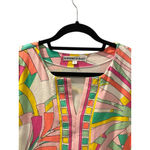 Barbara Gerwit Size Large 3/4 Flare Sleeve Geometric Dress Colorful Stretch Pink Photo 2