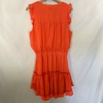 Adrienne bright orange sleeveless summer sundress women's size large frilly Photo 6