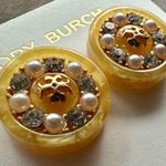 Tory Burch New Women's Roxanne Goldtone & Multi-Stone Small Button Stud Earrings Photo 3