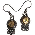 Brighton Rare Two Tone Hooked Women’s Designer Coin Earrings Vintage 90s Jewelry Photo 3