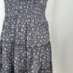 Lucky Brand Grey Ditsy Floral Smocked Tiered Tank Sundress Cotton A Line L Photo 4