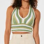 Hollister  Green and White Crochet Halter Top Size XS NWT Photo 0