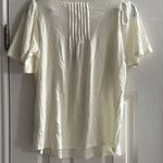 Joie  Women's White Porcelain Short Sleeve Round Neck Pleated Pintuck Top Small Photo 0