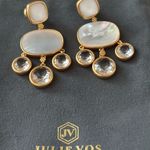 Julie Vos Gold and Cream Dangle Earrings in white Photo 3
