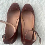 Madewell  Inez Studded Burgundy Suede Block Heels Ankle Strap Shoe Sz 7.5 Photo 3