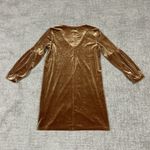 Madewell  Dress Women's Small Velvet Balloon Sleeve Shift Gold Velour Holiday Photo 5
