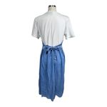 Vtg 90s Alexandra Lee‎ Denim Prairie Jumper Dress Lace Trim Tie Back Women's XL Blue Photo 3