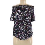 J.Crew Smocked Neck Off the Shoulder Top in Ratti Happy Cat Rainbow Spot Print Photo 6