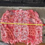 Umgee  Pink Red Floral mixed media Kimono ruffle open front Top M L Photo 6